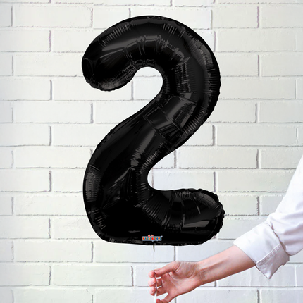 Black 2 Number Foil Balloon 34"