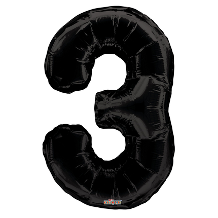 Black 3 Number Foil Balloon 34"