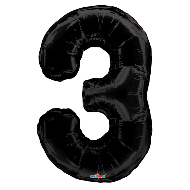 Black 3 Number Foil Balloon 34"