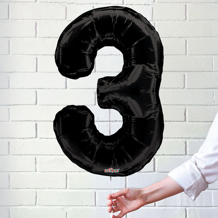 Black 3 Number Foil Balloon 34"