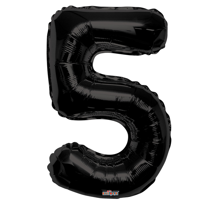 Black 5 Number Foil Balloon 34"