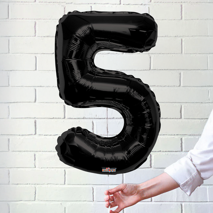 Black 5 Number Foil Balloon 34"