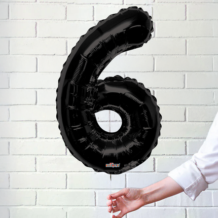 Black 6 Number Foil Balloon 34"