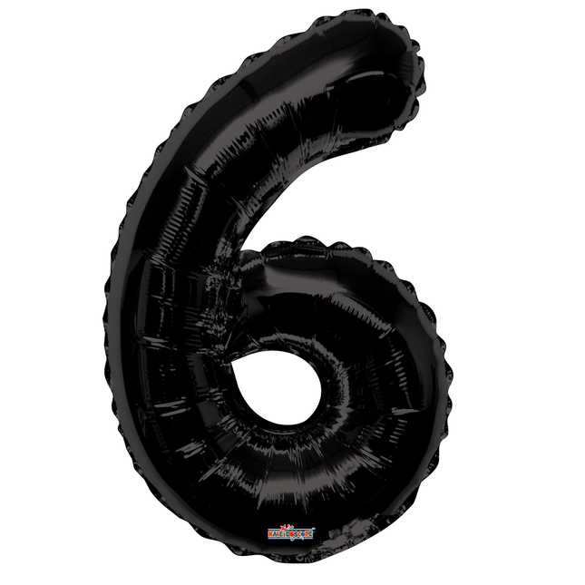 Black 6 Number Foil Balloon 34"
