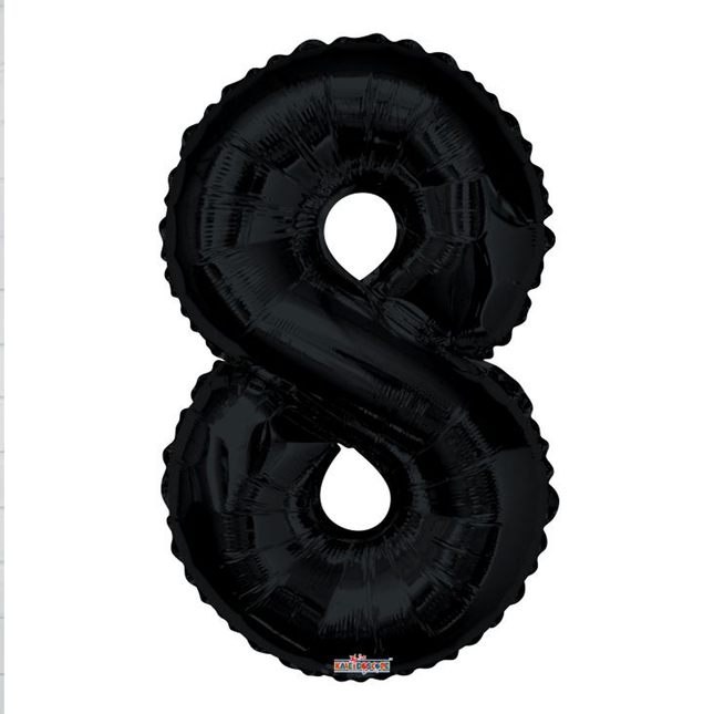Black 8 Number Foil Balloon 34"