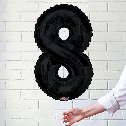 Black 8 Number Foil Balloon 34"