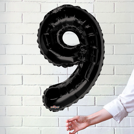 Black 9 Number Foil Balloon 34"