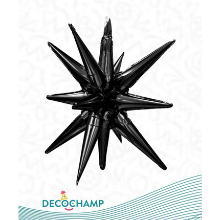 Black Explosion Star Foil Balloon 22"