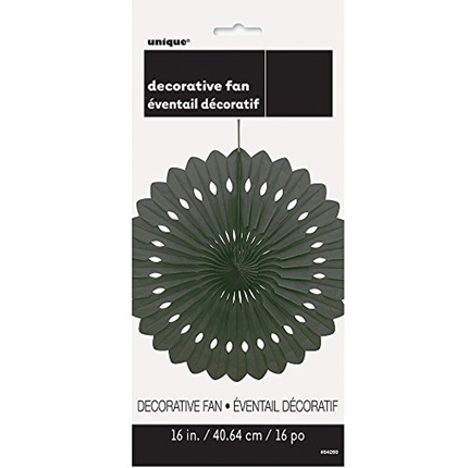 Black Solid Tissue Paper Fan 16"