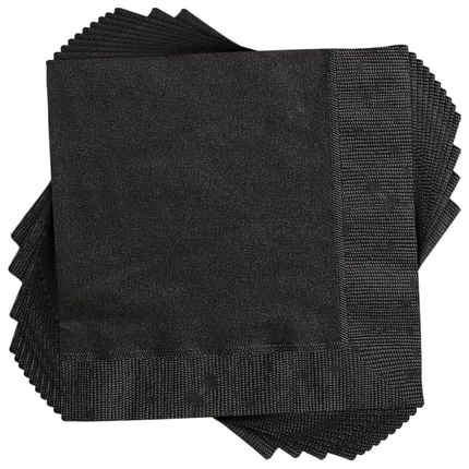 Black Solid Luncheon Paper Napkins, 20ct