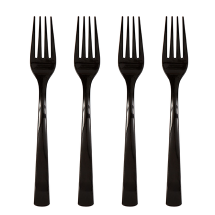 Black Solid Plastic Forks, 18ct