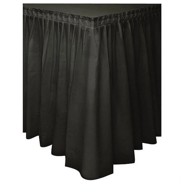 Black Solid Plastic Table Skirt, 29" x 14 ft