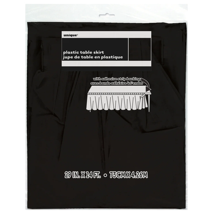 Black Solid Plastic Table Skirt, 29" x 14 ft