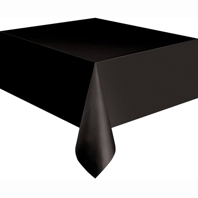 Black Solid Rectangular Plastic Table Cover, 54" x 108"