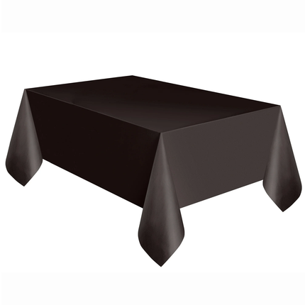 Black Solid Rectangular Plastic Table Cover, 54" x 108"
