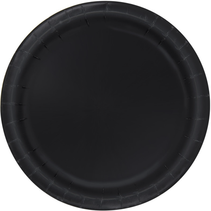 Black Solid Round 9" Dinner Plates, 16ct