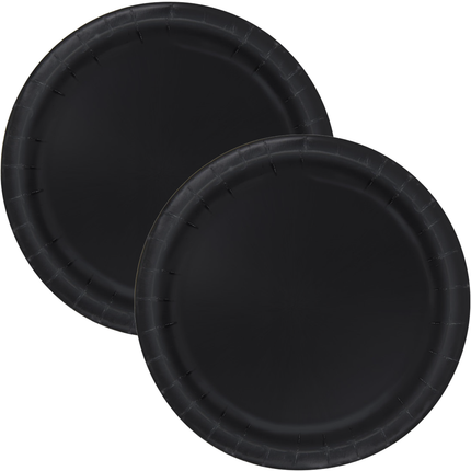 Black Solid Round 9" Dinner Plates, 16ct