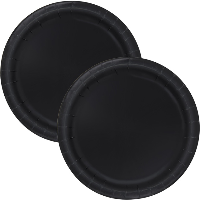 Black Solid Round 9" Dinner Plates, 16ct