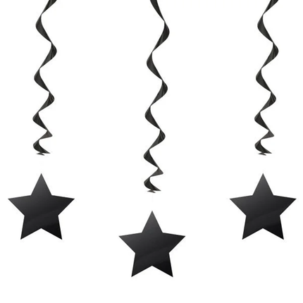Black Solid Hanging Swirl Decorations, 26", 3ct