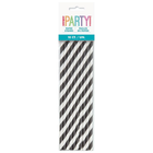 Black Striped Paper Straws, 10ct