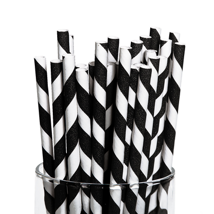 Black Striped Paper Straws, 40ct