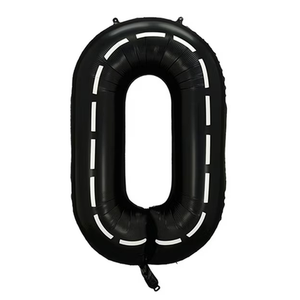 Black White Stripes 0 Number Foil Balloon 40"