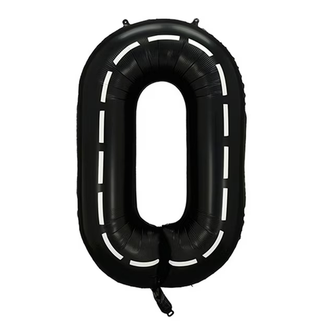 Black White Stripes 0 Number Foil Balloon 40"