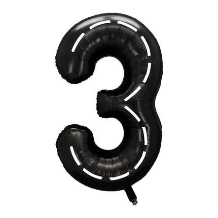 Black White Stripes 3 Number Foil Balloon 40"