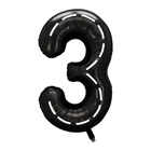 Black White Stripes 3 Number Foil Balloon 40