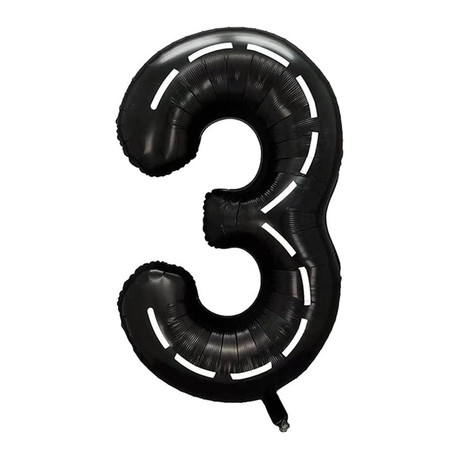 Black White Stripes 3 Number Foil Balloon 40"