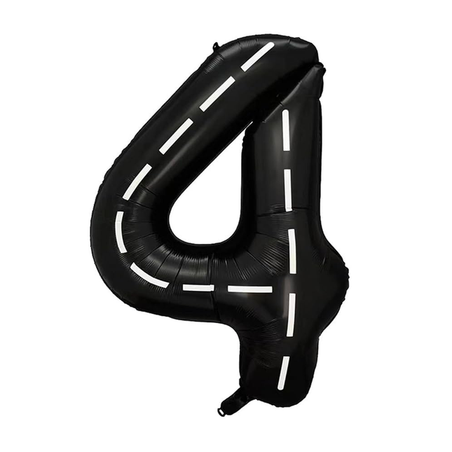 Black White Stripes 4 Number Foil Balloon 40"