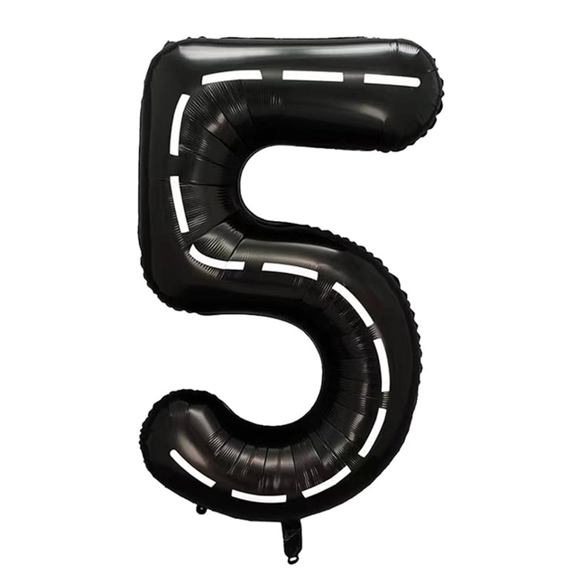 Black White Stripes 5 Number Foil Balloon 40"