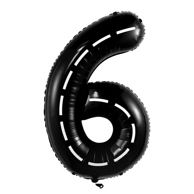 Black White Stripes 6 Number Foil Balloon 40"