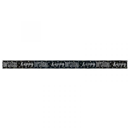 Black & Silver Happy Birthday Banner, 12ft