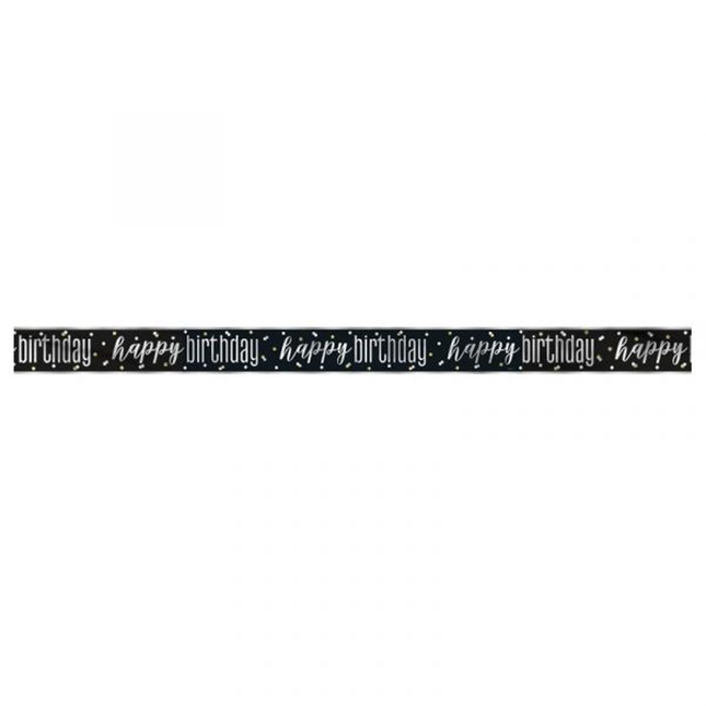 Black & Silver Happy Birthday Banner, 12ft