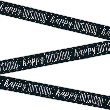 Black & Silver Happy Birthday Banner, 12ft