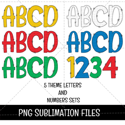 Building Blocks Doodle Alphabet Letters PNG Bundle Instant Download