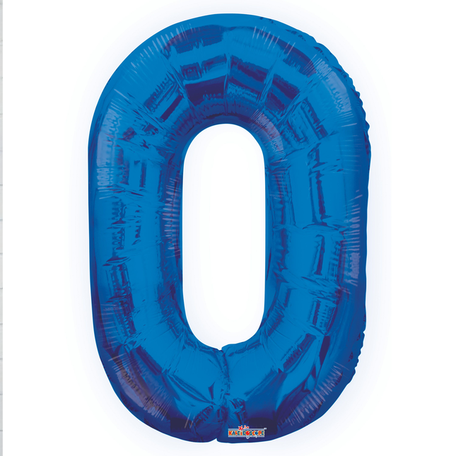 Blue 0 Number Foil Balloon 34"