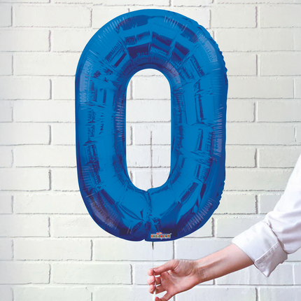 Blue 0 Number Foil Balloon 34"