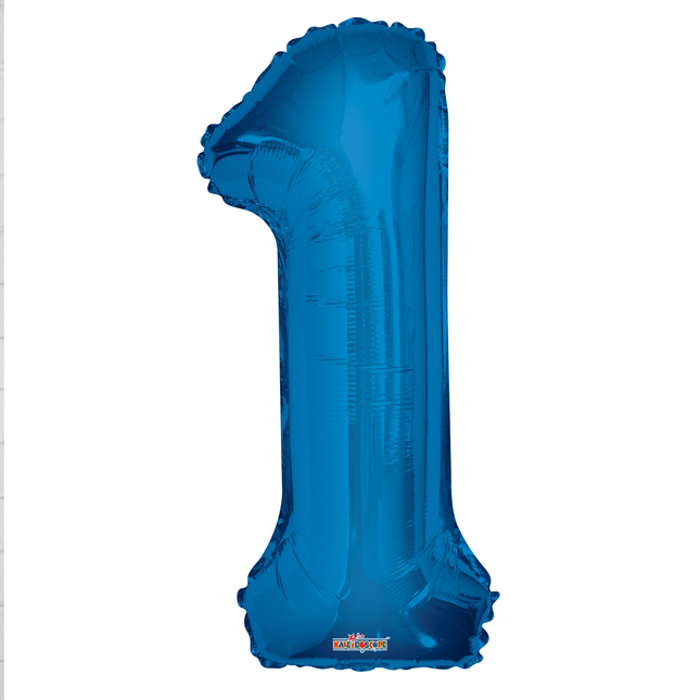 Blue 1 Number Foil Balloon 34"