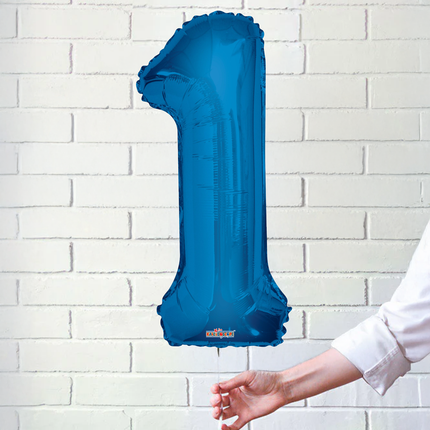 Blue 1 Number Foil Balloon 34"