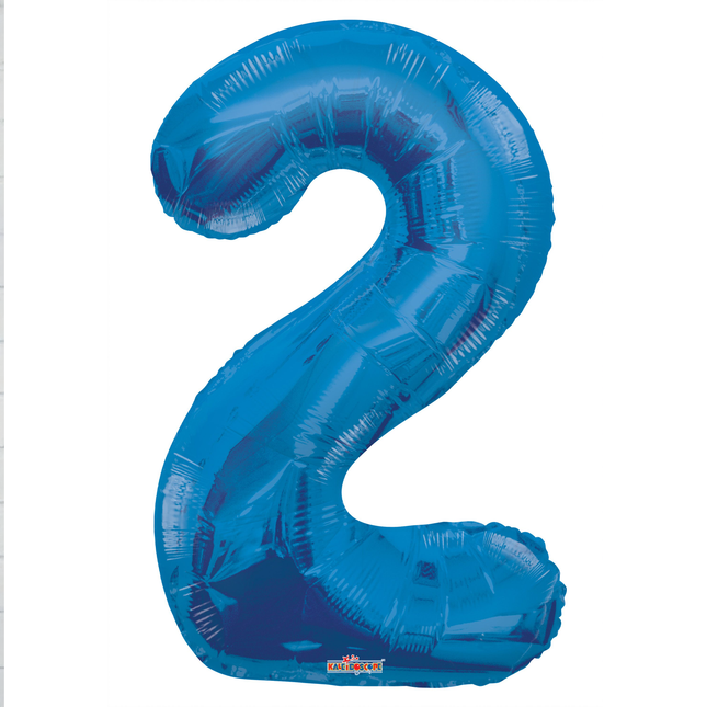 Blue 2 Number Foil Balloon 34"
