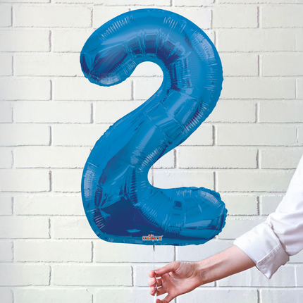 Blue 2 Number Foil Balloon 34"