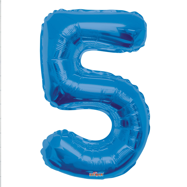 Blue 5 Number Foil Balloon 34"
