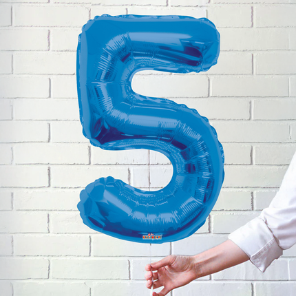 Blue 5 Number Foil Balloon 34"