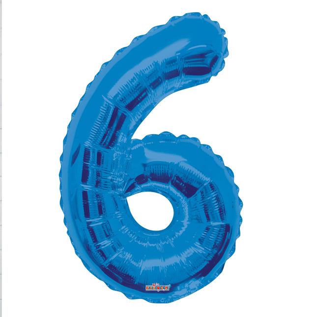 Blue 6 Number Foil Balloon 34"