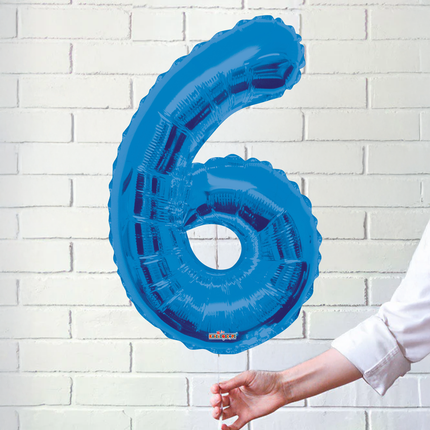 Blue 6 Number Foil Balloon 34"