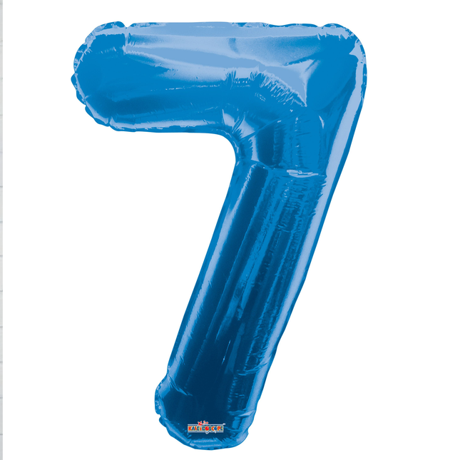 Blue 7 Number Foil Balloon 34"