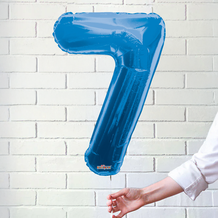 Blue 7 Number Foil Balloon 34"