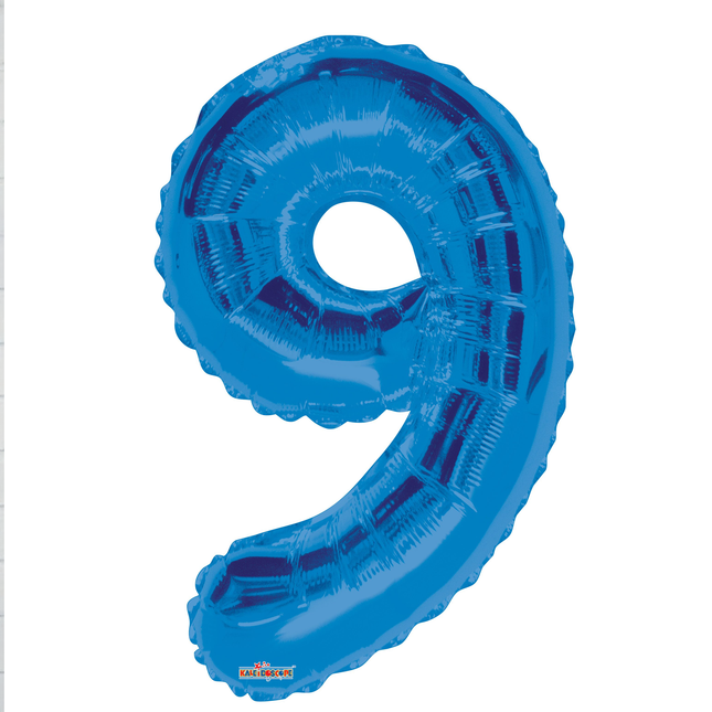 Blue 9 Number Foil Balloon 34"